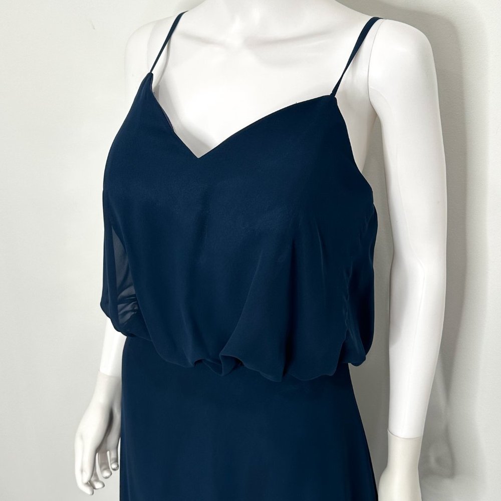 Abby Paris by Lucci Lu Blouson Chiffon Maxi Gown Bridesmaid Dress 93062 in Navy - Picture 6 of 17